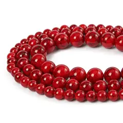 60 Pieces 6mm Natural Stone Beads Red Turquoise Beads Energy Crystal Healing Power Gemstone for Jewelry Making, DIY Bracelet Necklace