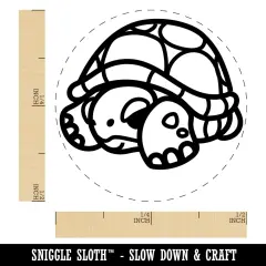 Shy Turtle Hiding in Shell Self-Inking Rubber Stamp for Stamping Crafting Planners Pink