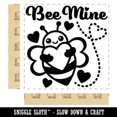 Bee Be Mine Love Hugging Heart Valentine's Day Square Rubber Stamp for Stamping Crafting