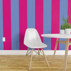 Pre-Pasted Wallpaper 2FT Wide Bright Retro Stripes Fun Groovy Hot Pink Neon Boardwalk Beach Cottagecore Beach Tent Circus Tent Custom Pre-pasted Wallpaper by Spoonflower