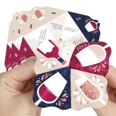 Big Dot of Happiness But First, Wine - Wine Tasting Party Cootie Catcher Game - Conversation Starters Fortune Tellers - Set of 12