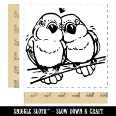 Pair of Lovebirds Parrots Anniversary Valentine's Day Self-Inking Rubber Stamp Ink Stamper Black