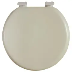 J&V Textiles Soft Round Toilet Seat With Easy Clean & Change Hinge, Padded Beige