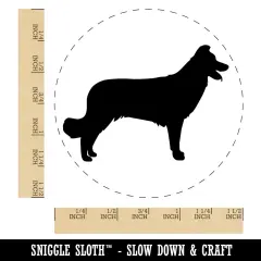 Border Collie Dog Solid Self-Inking Rubber Stamp for Stamping Crafting Planners Blue