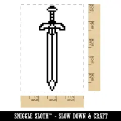 Pixel Sword RPG Video Games Rectangle Rubber Stamp for Stamping Crafting