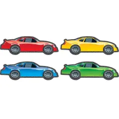 Carson Dellosa 36-Piece Race Car Cutouts, Colorful Cardstock Car Decor for Bulletin Board, Name Tags, Posterboard, NASCAR Themed Classroom, Party, and Locker Decorations
