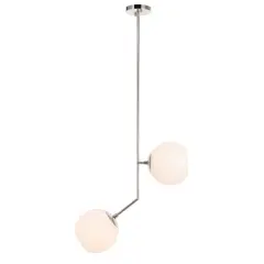 Ryland 2 light Chrome and Frosted White glass pendant