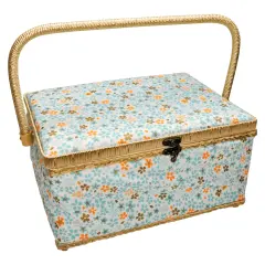 Folding Sewing Basket Floral - blue/yellow