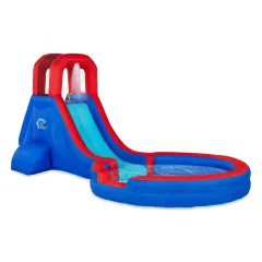 Sunny & Fun Inflatable Water Slide & Water Slides for Kids Backyard with Air Pump & Carrying Case Blue