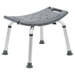 Emma and Oliver Tool-Free 300 Lb. Capacity, Adjustable Bath & Shower Chair w/ Non-slip Feet Gray