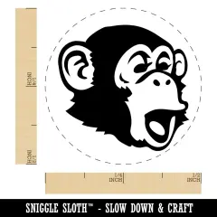 Surprised Chimpanzee Ape Head Monkey Self-Inking Rubber Stamp for Stamping Crafting Planners Yellow
