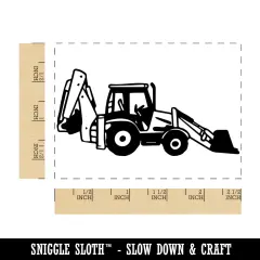 Backhoe Construction Building Vehicle Rectangle Rubber Stamp for Stamping Crafting