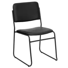 Emma and Oliver 500 lb. Capacity High Density Stacking Chair with Sled Base BlackVinyl/Black