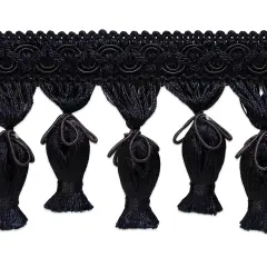 Tied Tassel Fringe Trim Navy Navy Blue