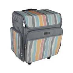 Collapsible Rolling Scrapbook & Featherweight Case, Grey Stripes