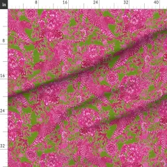 Various Fabrics by the Yard or Fat Quarter Chinoiserie Maximalist Chintz Cheetah Jungle Hot Pink Bright Neon Custom Printed Fabric by Spoonflower