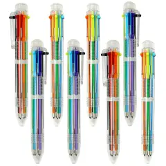 Wrapables Multi-Color 6-in-1 Retractable Ballpoint Pens for Home, Office, Stationery (Set of 8) Bright