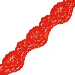 10 yards of Tifa 1 3/16"Scalloped Stretch Raschel Lace Trim | 10 yard cut Red