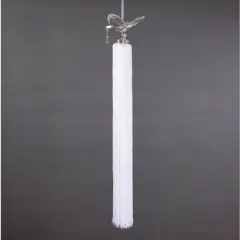 CC Christmas Decor 34" White Snow Drift Butterfly with Tassel Christmas Ornament