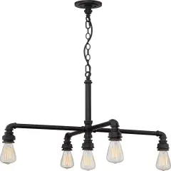 Iron 5-Light Hanging Mounted Chandelier Light Fixture in Industrial Bronze