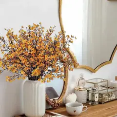 6 Bundles Baby's Breath: UV Resistant Faux Silk Bouquets Orange