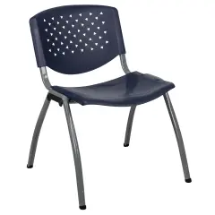 Emma and Oliver Home and Office Plastic Stack Chair with Perforated Back - Guest Chair Navy