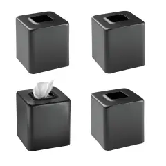 mDesign Modern Square Metal Paper Facial Tissue Box Cover Holder - 4 Pack