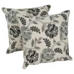 Blazing Needles 18-inch Corded Throw Pillows with Inserts (Set of 2) - Black/Off-White Floral
