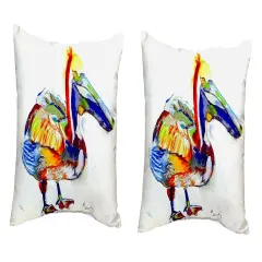 Pair of Betsy Drake Heathcliff Pelican No Cord Pillows 16 Inch X 20 Inch