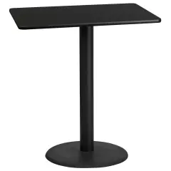 Emma and Oliver 30"x42" Rectangular Laminate Bar Table with 24" Round Base Black