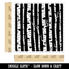 Birch Wood Trees Solid Background Self-Inking Rubber Stamp Ink Stamper Blue