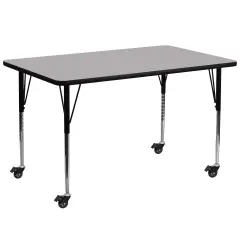 Emma and Oliver Mobile 30x72 Rectangle Laminate Adjustable Activity Table Gray