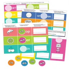 Carson Dellosa 20-Piece Digraph Edu-Clings Set,Language Arts Dry Erase Mats and Silicone Phonics Manipulatives for Grammar and Spelling Games and Practice