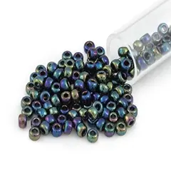 Miyuki Round Rocaille Seed Bead 8/0 Metallic Black AB