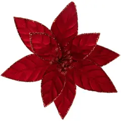 Northlight Glittered Poinsettia Christmas Floral Pick Clip-On Ornament - 10" - Red