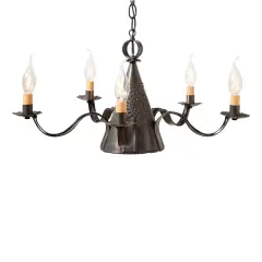 Irvins Country Tinware 5-Arm Small Sturbridge Chandelier in Kettle Black
