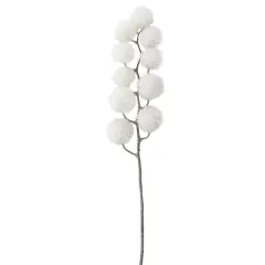 Northlight 24" White Glittered Pom Pom Artificial Christmas Spray