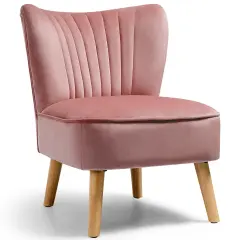 Armless Accent Chair Modern Velvet Leisure Chair Pink