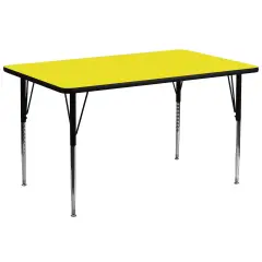 Emma and Oliver 30x72 Rectangle HP Laminate Adjustable Activity Table Yellow