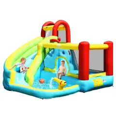 6 in 1 Inflatable Bounce House with Climbing Wall and Basketball Hoop without Blower