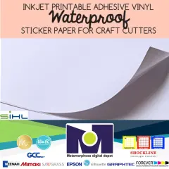 SIHL Inkjet Printable White Vinyl GLOSS 5 Sheets, 8.5"x11" Waterproof