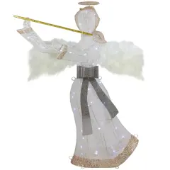 Northlight 36" LED Lighted Lace Angel with Flute Outdoor Christmas Decoration White