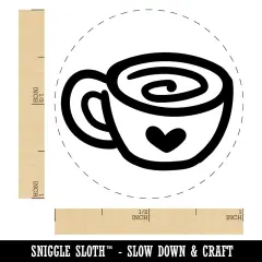Swirly Latte Coffee Mug with Heart Self-Inking Rubber Stamp for Stamping Crafting Planners Red