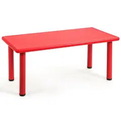 Kids Plastic Rectangular Play Table with Steel Pipe Suitable for Indoor or Outdoor Use Red