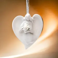 Ceramic Angel Holding Flowers Ornament, Home D&eacute;cor, Religious D&eacute;cor, Religious Gift, Church D&eacute;cor, Baptism Gift