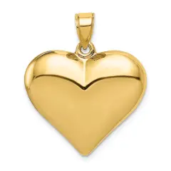 14K Gold Puffed Heart Charm Love Jewelry Pendant 25mm x 22mm