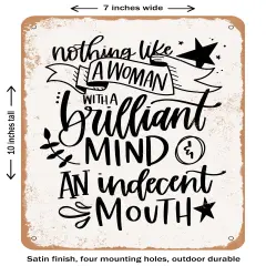 DECORATIVE METAL SIGN - Woman With a Brilliant Mind- Vintage Rusty Look