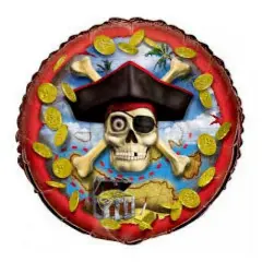 Skull and Treasure 18" Round Foil Balloon, 1ct