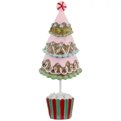 Northlight Frosted Waffle Cone Christmas Cupcake Tree - 10.25" Pink