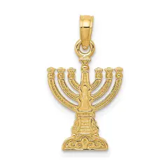 14K Gold Menorah Pendant Charm Jewelry 21 x 12 mm